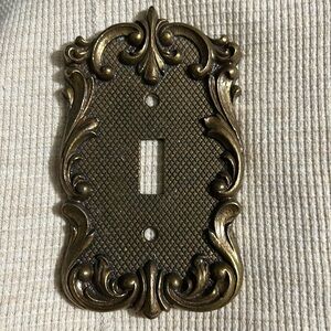 Vintage light switch ornate bronze metal National Lock plates swirl